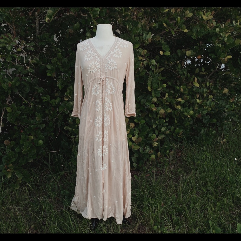 Embroidered fable midi dress free people boho